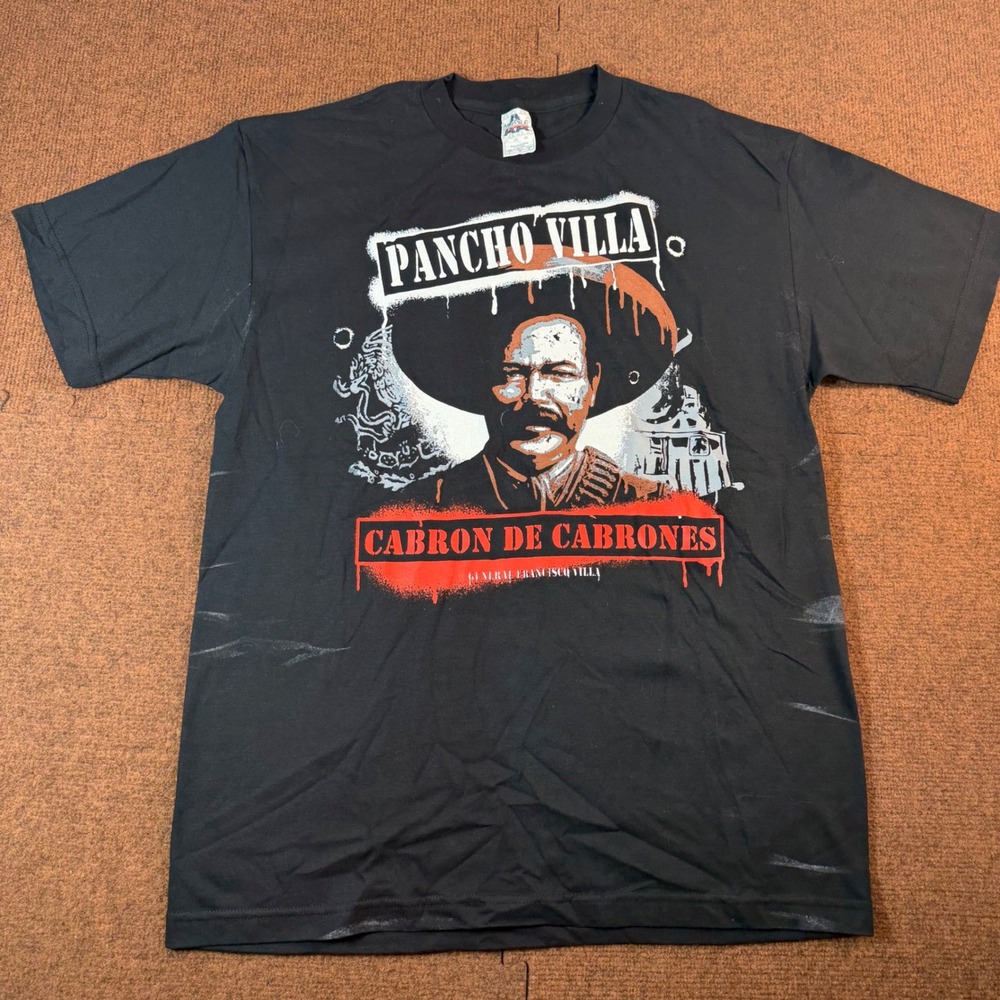 Alstyle Pancho Villa Cabron De Cabrones Graphic T-Shirt Mens Large Black Tee L